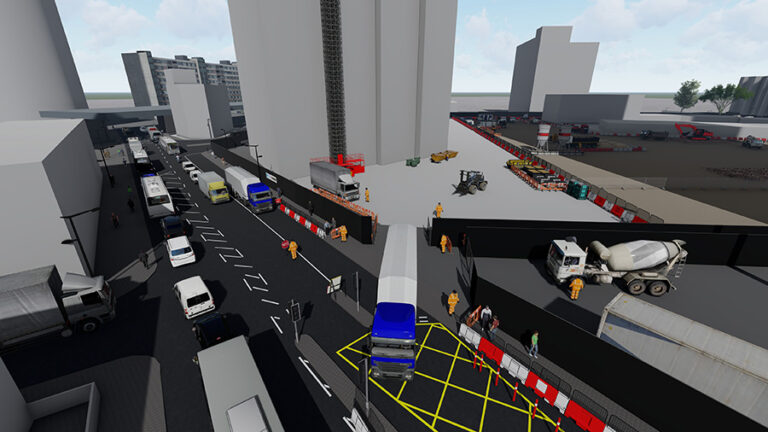 3d logistic animation traffic and entrance on road in UK