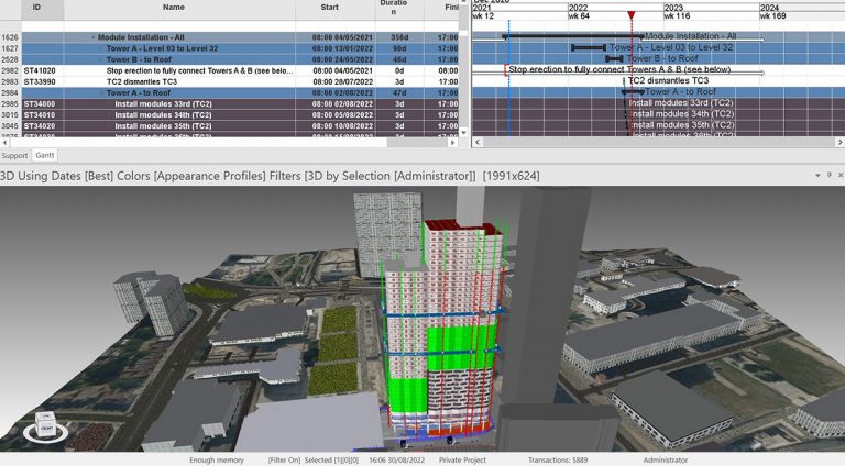 3D animation of pre-construction planning