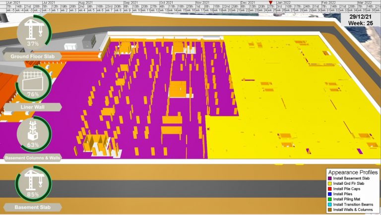 4D simulation of concrete structure on large project